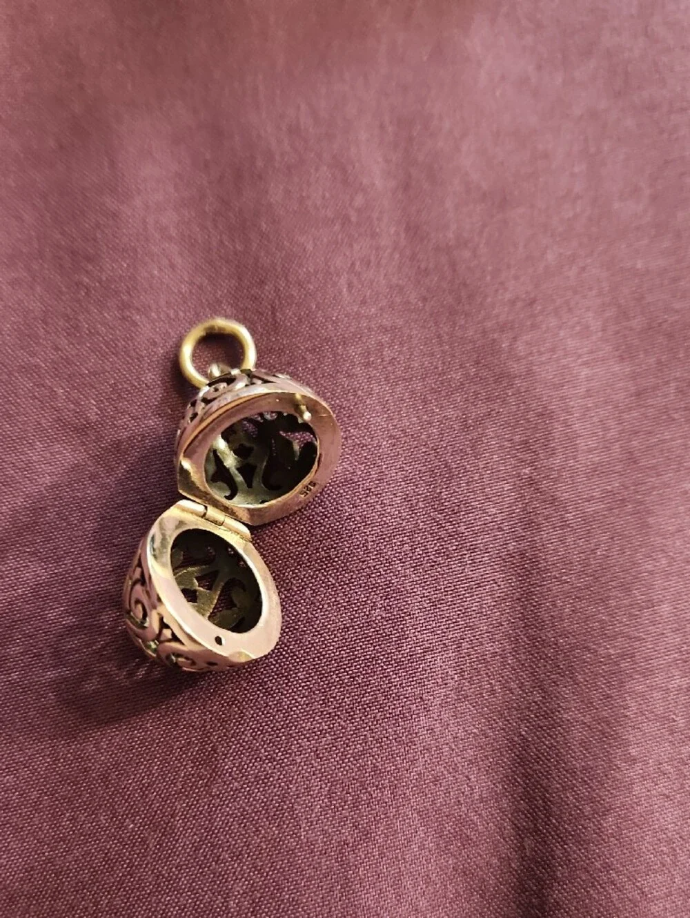Ornate Filigree Egg Locket Pendant in Antique Silver